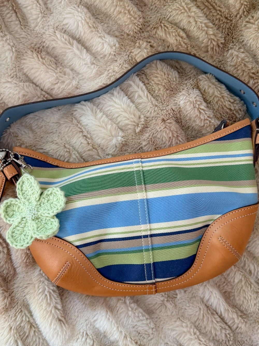 Vintage Coach Hamptons Mini Soho Blue Stripe 9514